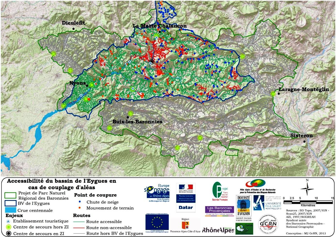 Carte d’accessibilité du bassin de l’Eygues en cas de couplage d’aléas Carte d’accessibilité du bassin de l’Eygues en cas de couplage d’aléas
